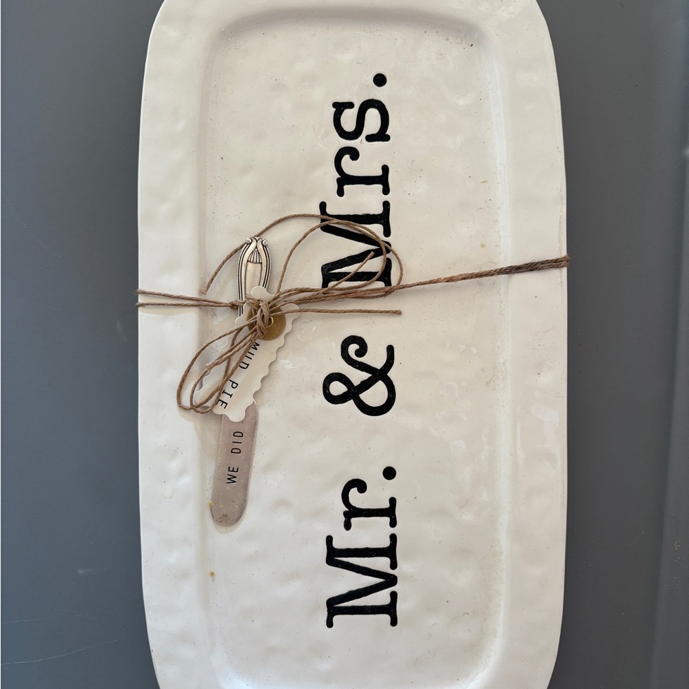 Mud Pie White 'Mr. & Mrs.' Platter